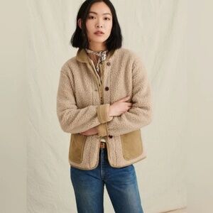 Alex Mill Sherpa Work Jacket L Brown Chore Coat Corduroy Collar Pocket Fisherman